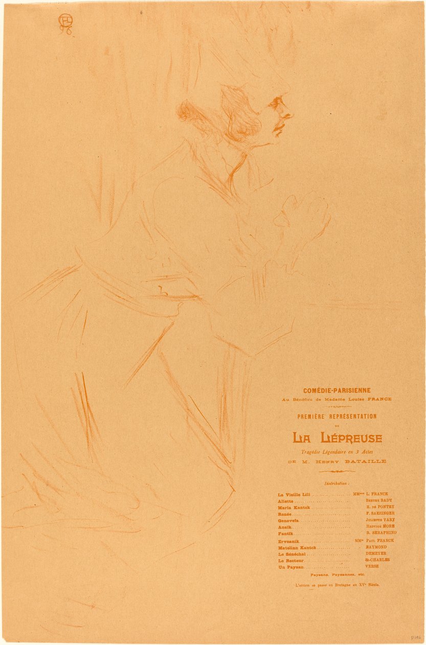 Program for "La leprosa" av Henri de Toulouse Lautrec