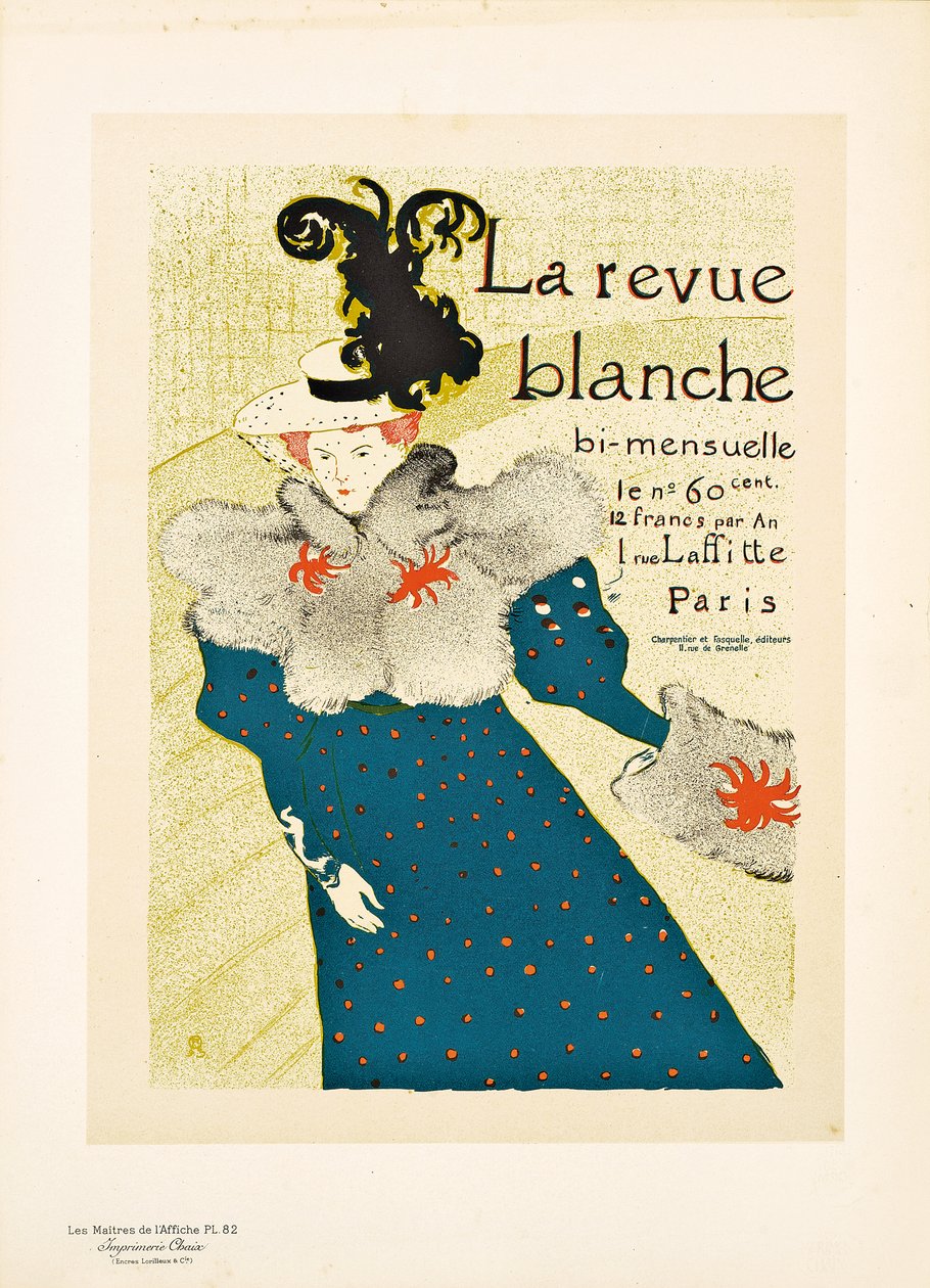 Reproduksjon av en plakat som reklamerer for "La Revue Blanche", 1895 av Henri de Toulouse Lautrec