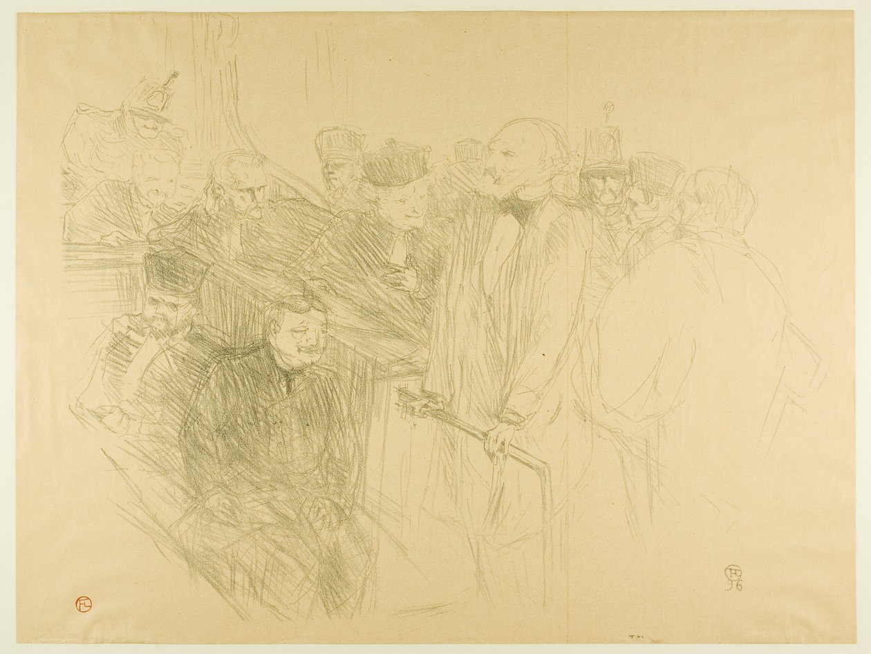 The Arton Trial, Ribot Giving Evidence (andre plate) av Henri de Toulouse Lautrec