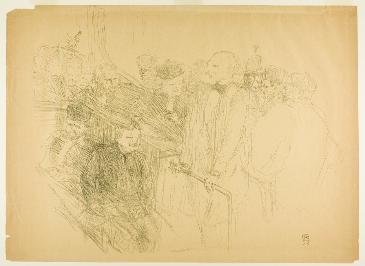 The Arton Trial, Ribot Giving Evidence (andre plate) av Henri de Toulouse Lautrec