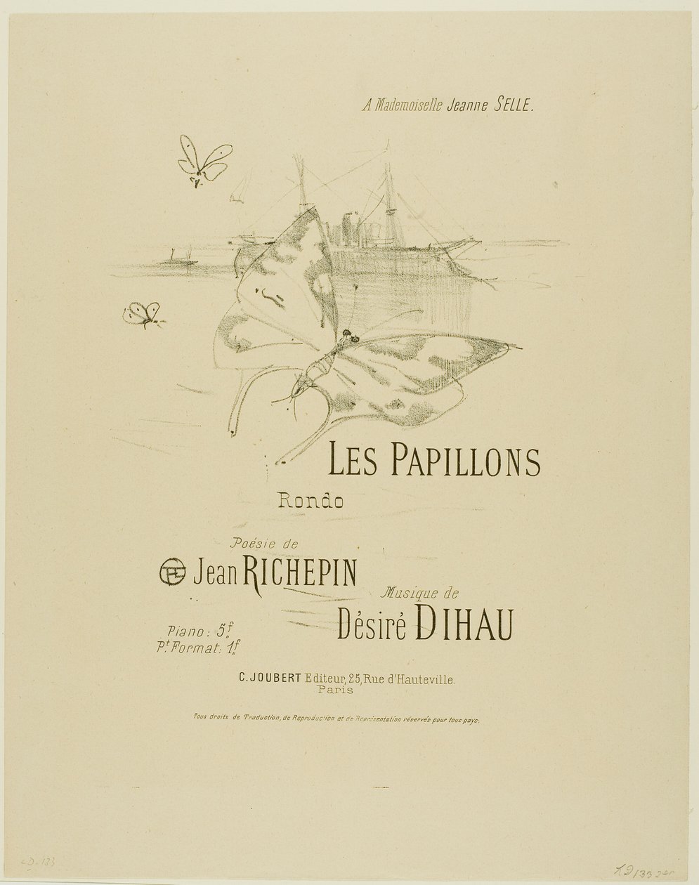 Sommerfuglene, fra Melodier av Désiré Dihau av Henri de Toulouse Lautrec