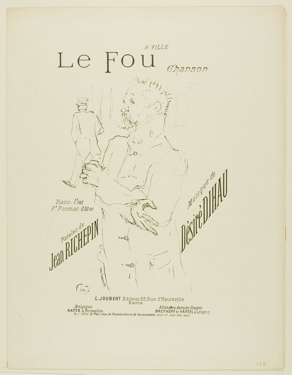 Galningen, fra Melodier av Désiré Dihau av Henri de Toulouse Lautrec