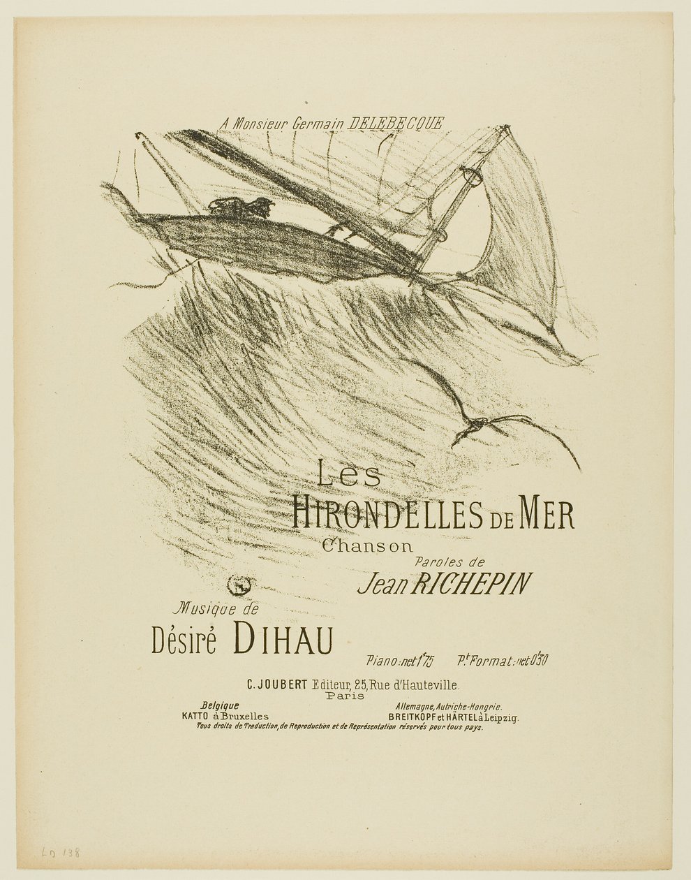 Havsvalene, fra Melodier av Désiré Dihau av Henri de Toulouse Lautrec
