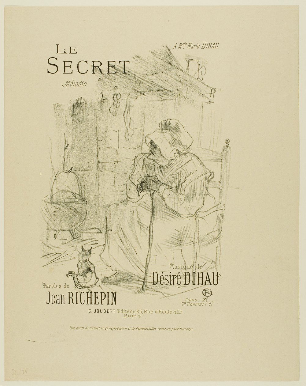 The Secret, fra Melodier av Désiré Dihau av Henri de Toulouse Lautrec