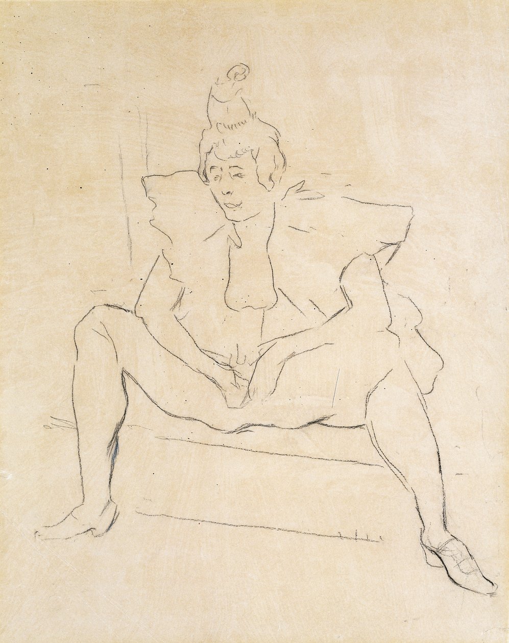Den sittende klovnen; La Clownesse Assise av Henri de Toulouse Lautrec