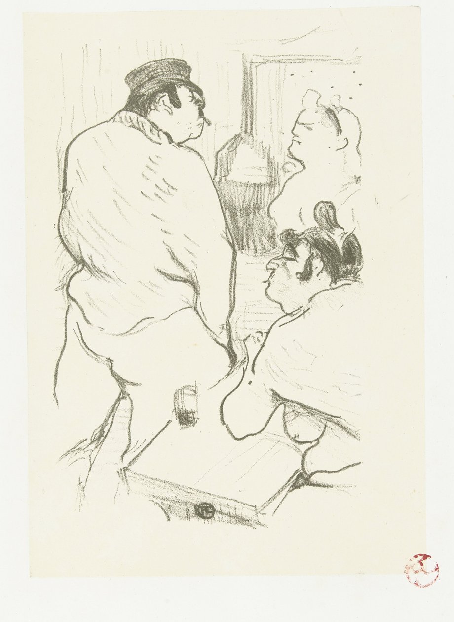 To kvinner og mann på bordell La Terror de Grenelle av Henri de Toulouse Lautrec