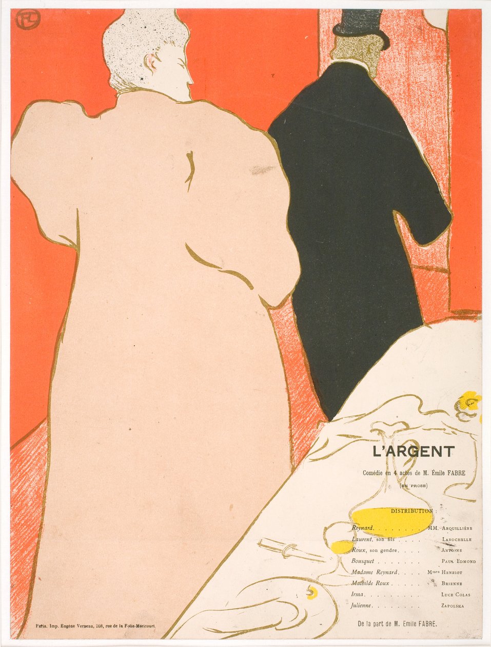 En gentleman og en dame, program for pengene av Henri de Toulouse Lautrec