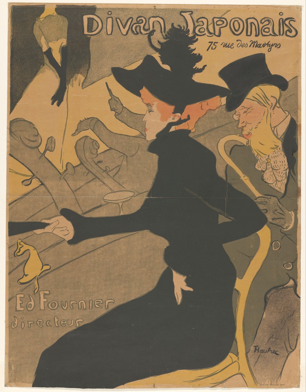 Kvinne og mann blant publikum på en sangforestilling Divan Japonais (tittel på objekt) av Henri de Toulouse Lautrec