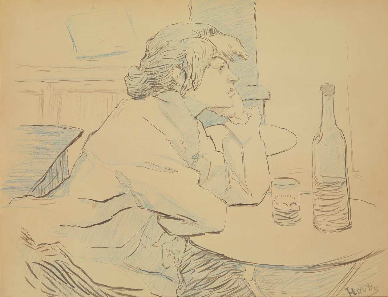 Woman Drinker, eller The Hangover, 1889 (blekk og fargeblyant) av Henri de Toulouse Lautrec
