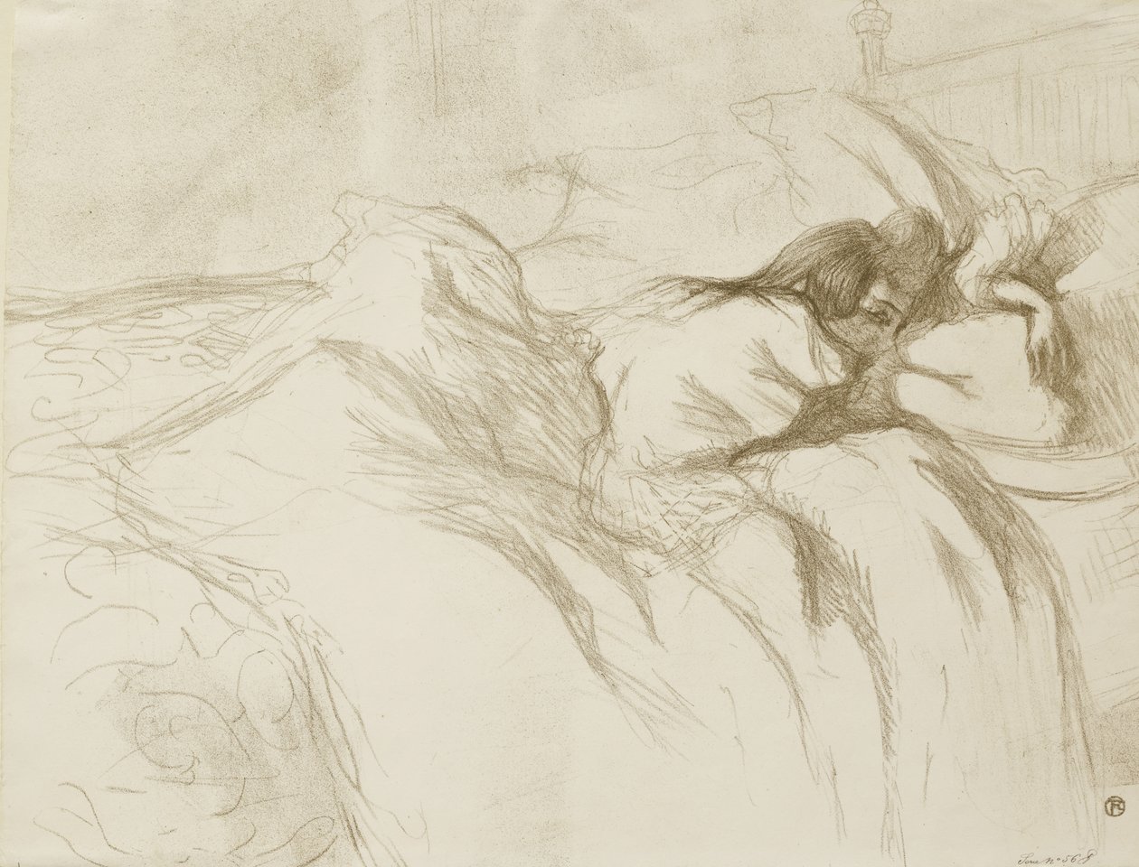 Kvinne liggende - Waking Up, 1896 av Henri de Toulouse Lautrec