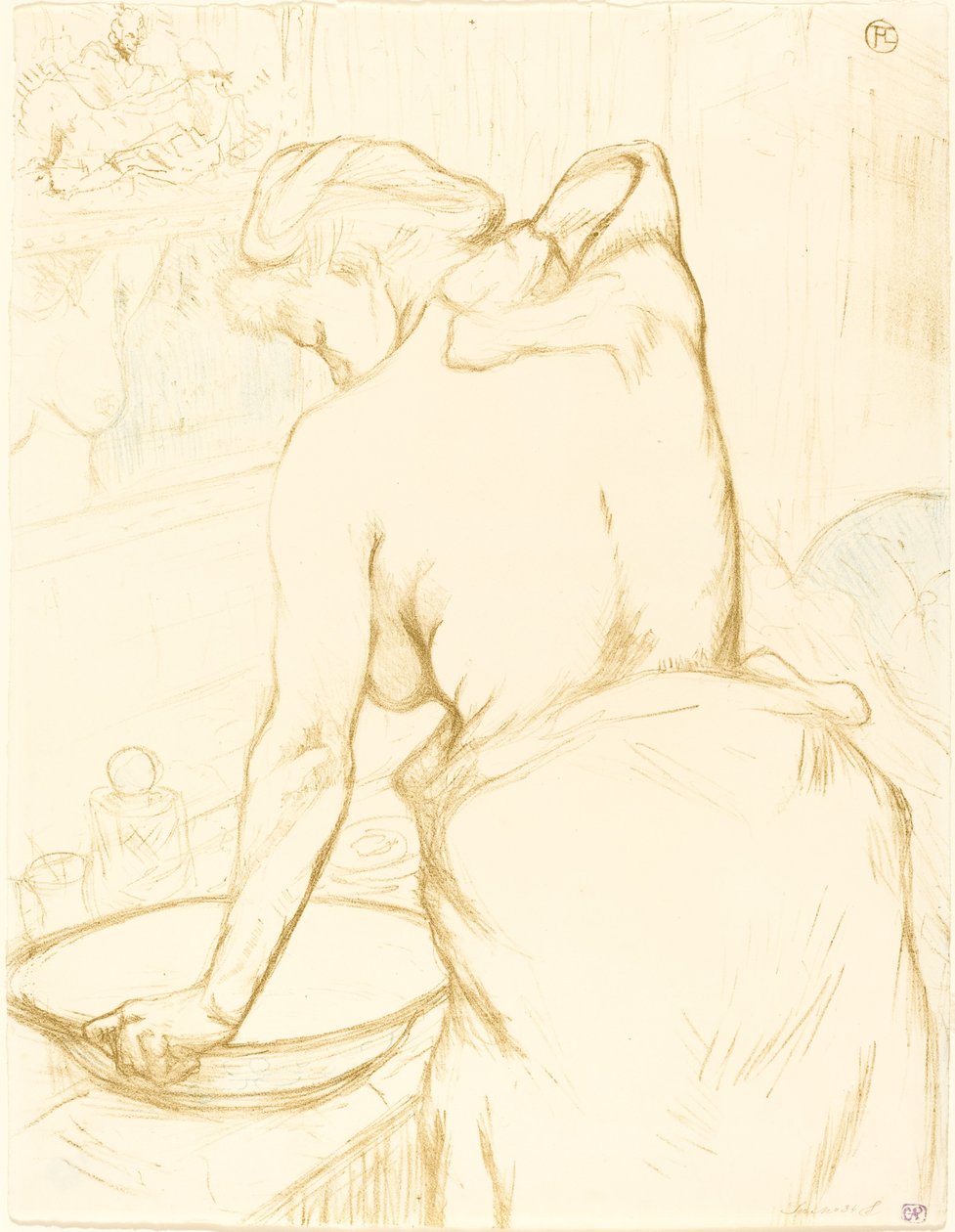 Kvinne vasker seg (Femme qui se lave) av Henri de Toulouse Lautrec