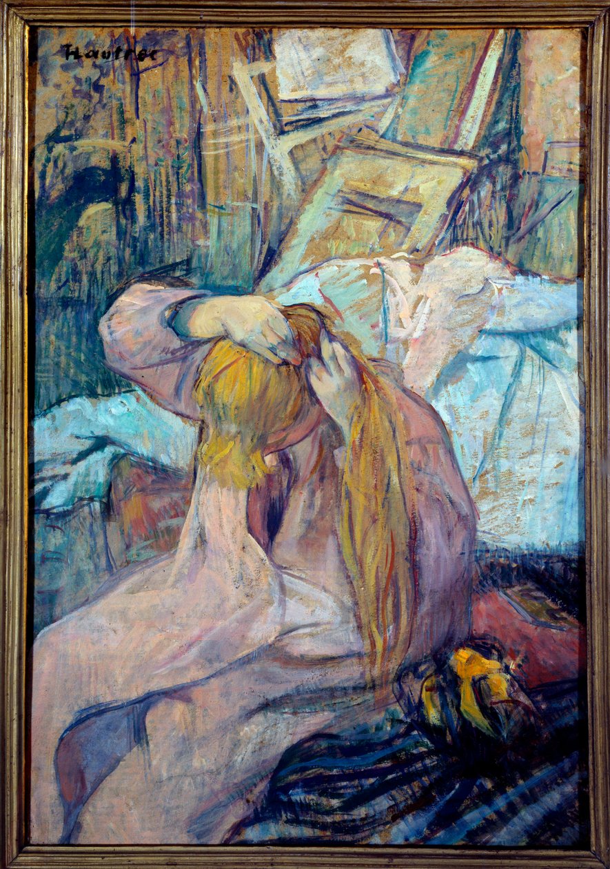 Kvinne kler olje på papp av Henri de Toulouse Lautrec (1864-1901) 1891 Søn. 0,3x0,44 m Paris, musee d