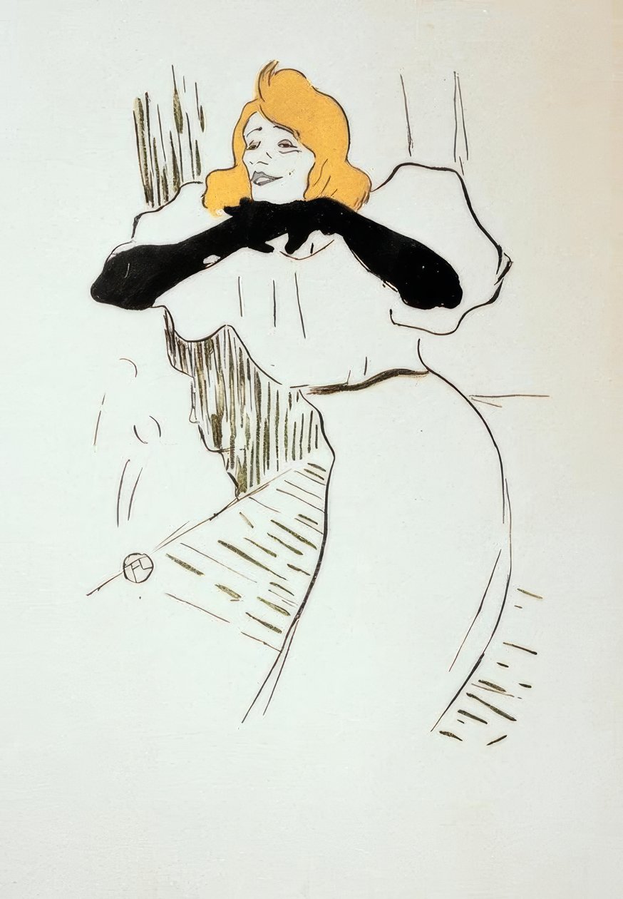 Yvette Guilbert i Linger lengre loo av Henri de Toulouse Lautrec