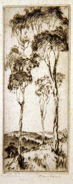 Gummitrær (etsing) av Henri van Raalte