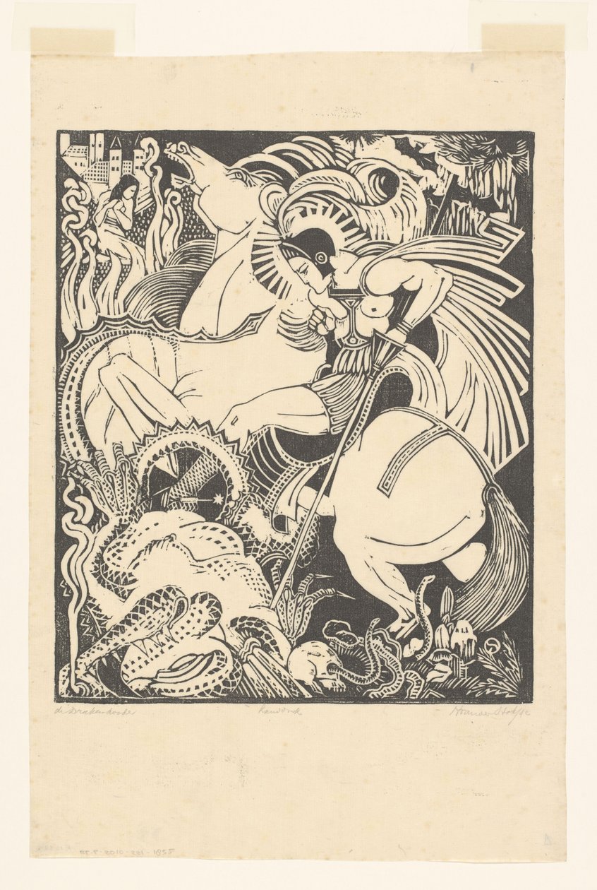 De Drakendooder (original tittel på objekt) av Henri van der Stok (signed by artist)
