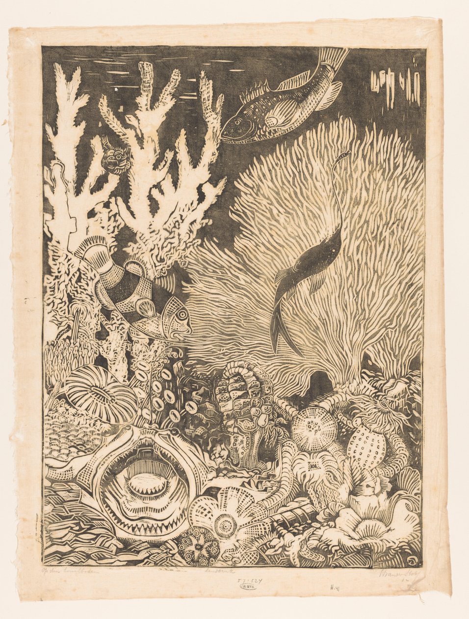 På korallbunnen (originaltittel på objektet) av Henri van der Stok (signed by artist)