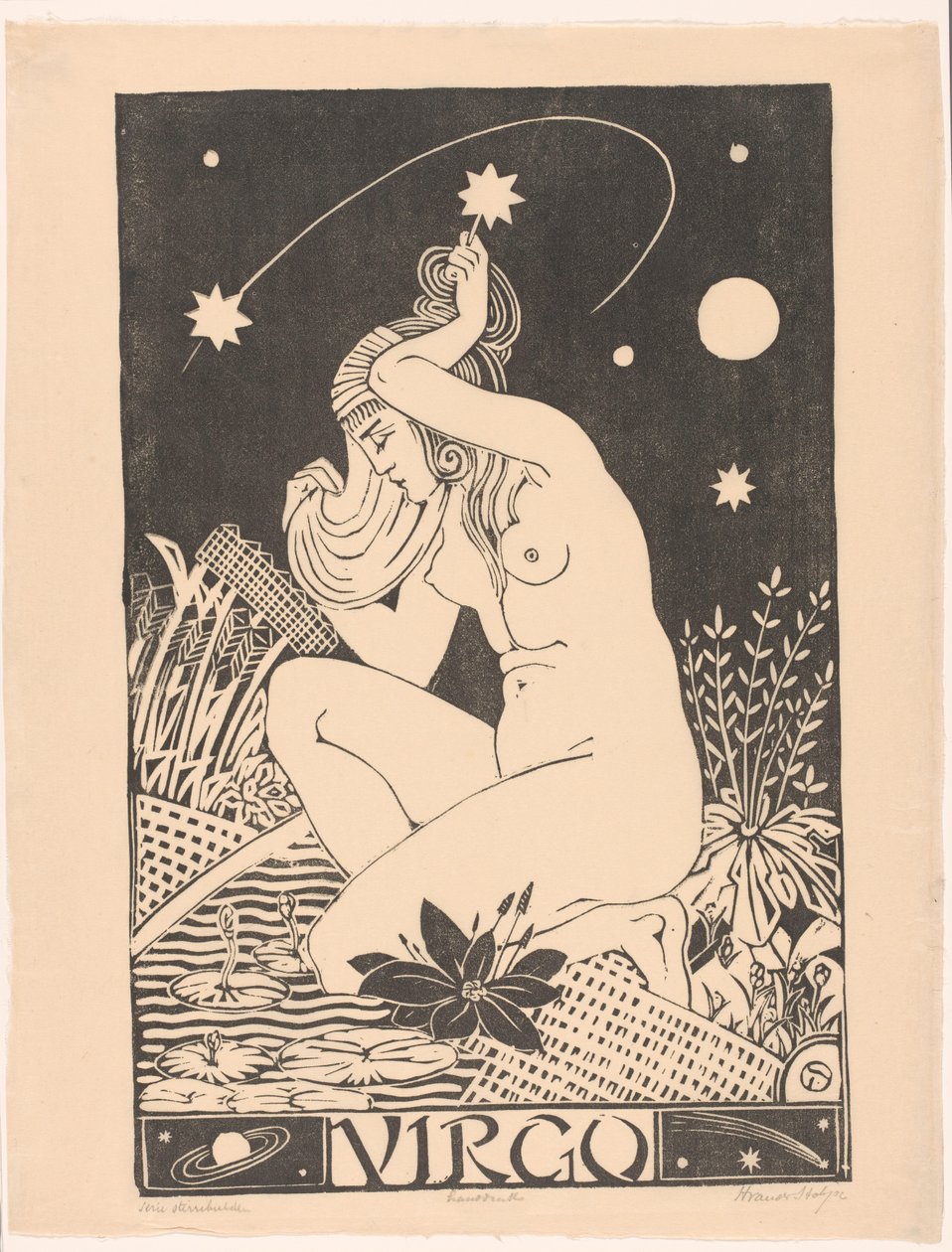 Stjernetegn Jomfruen Jomfruen (tittel på objekt) av Henri van der Stok (signed by artist)