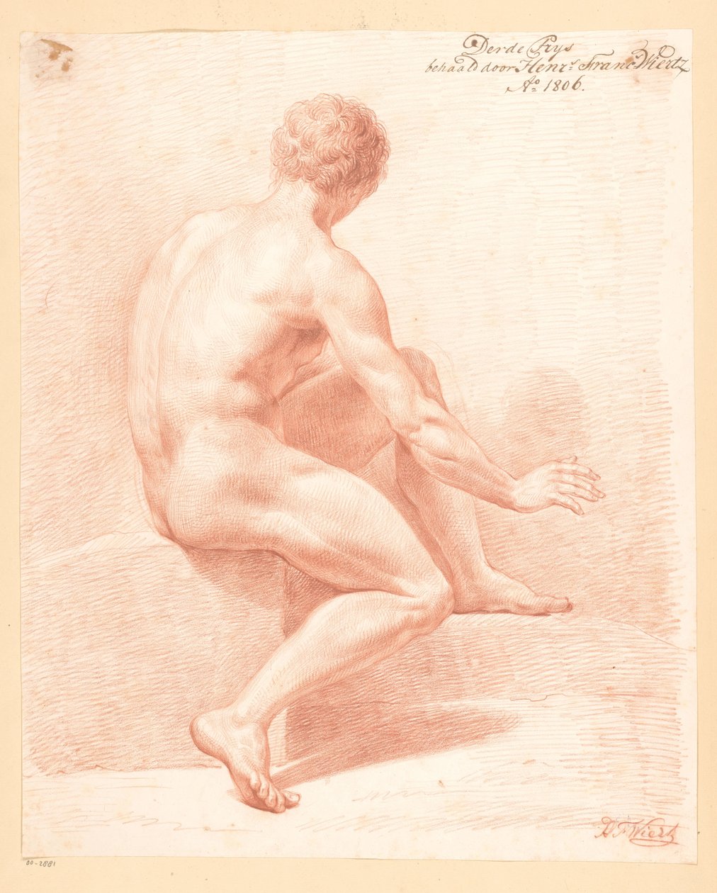 Sittende mann naken, sett fra baksiden (3. pris 1806) av Henricus Franciscus Wiertz