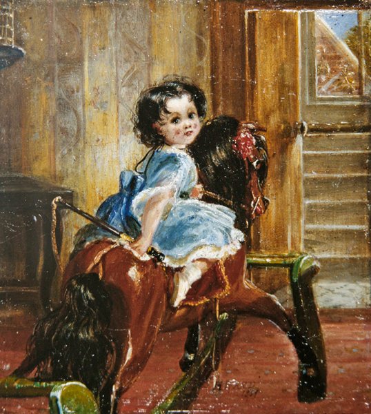 Flora Emma Sarah Ward på en gyngehest av Henrietta Mary Ward
