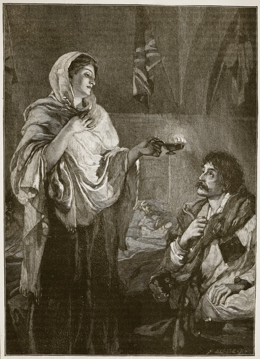 Florence Nightingale på sykehuset i Scutari, illustrasjon fra 