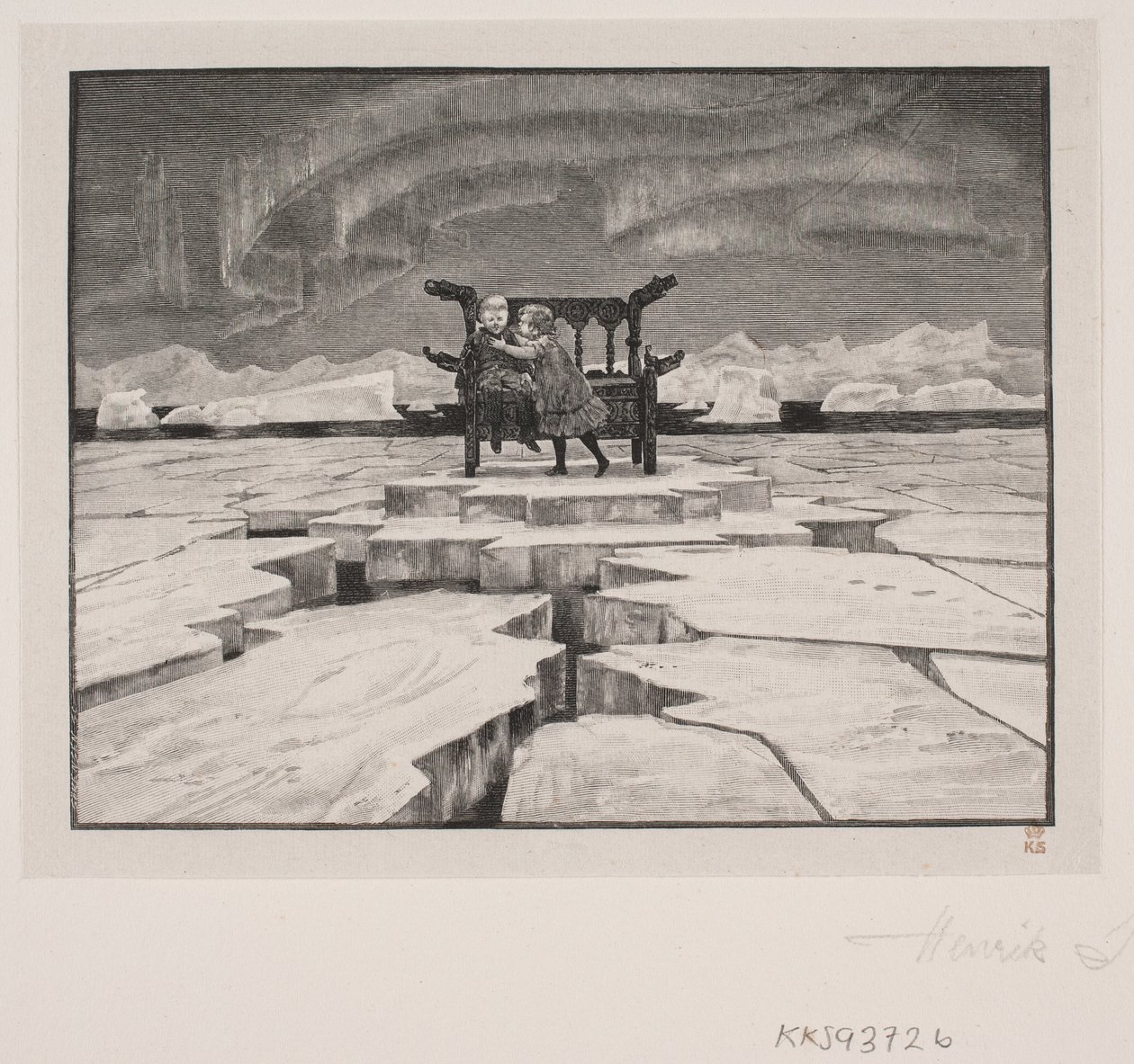 Illustrasjon for HC Andersen: "Snødronningen" av Henrik Arnold Hamilkar Sørensen