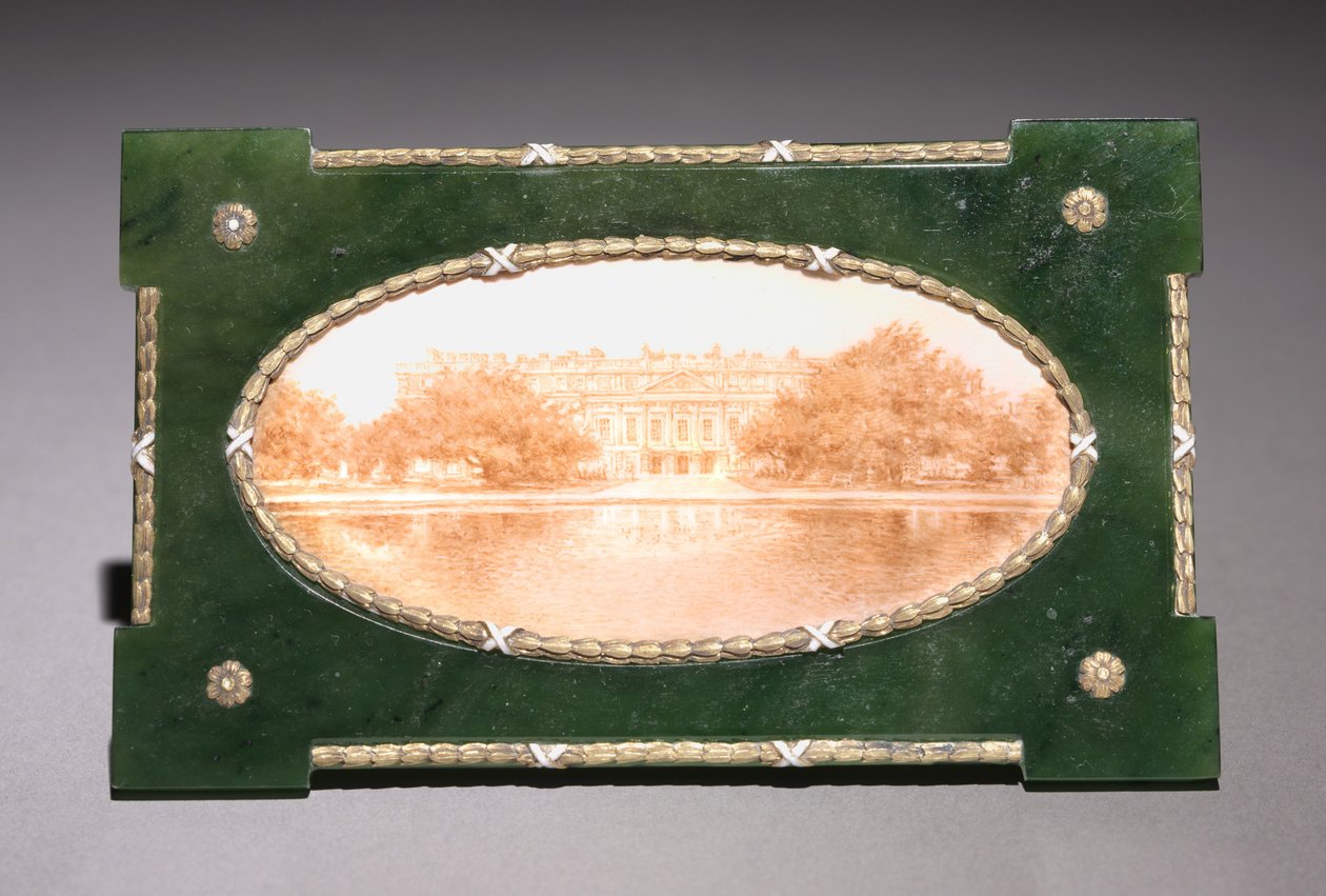 Innrammet miniatyr av Hampton Court, firmaet til Peter Carl Fabergé (1846-1920) av Henrik Wigstrom