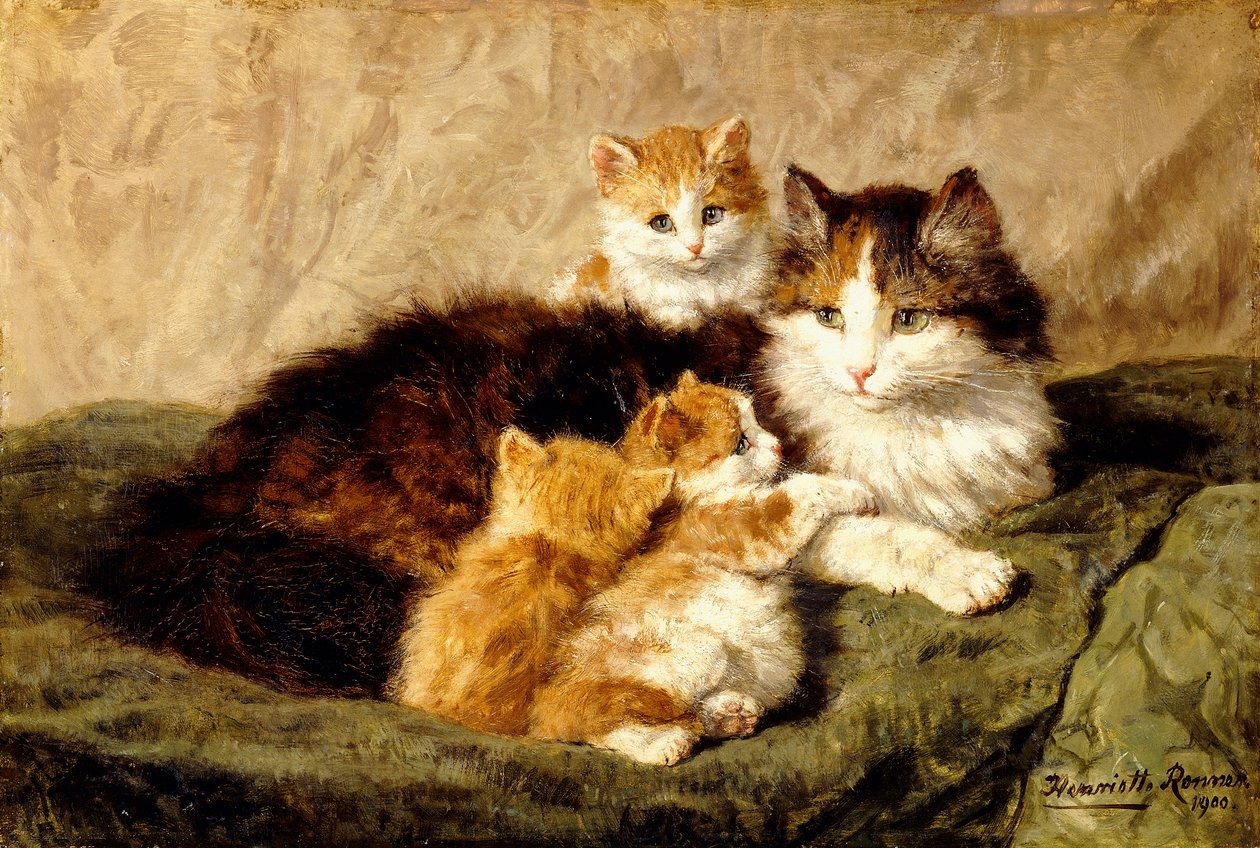 Tilfredshet, 1900 av Henriëtte Ronner Knip