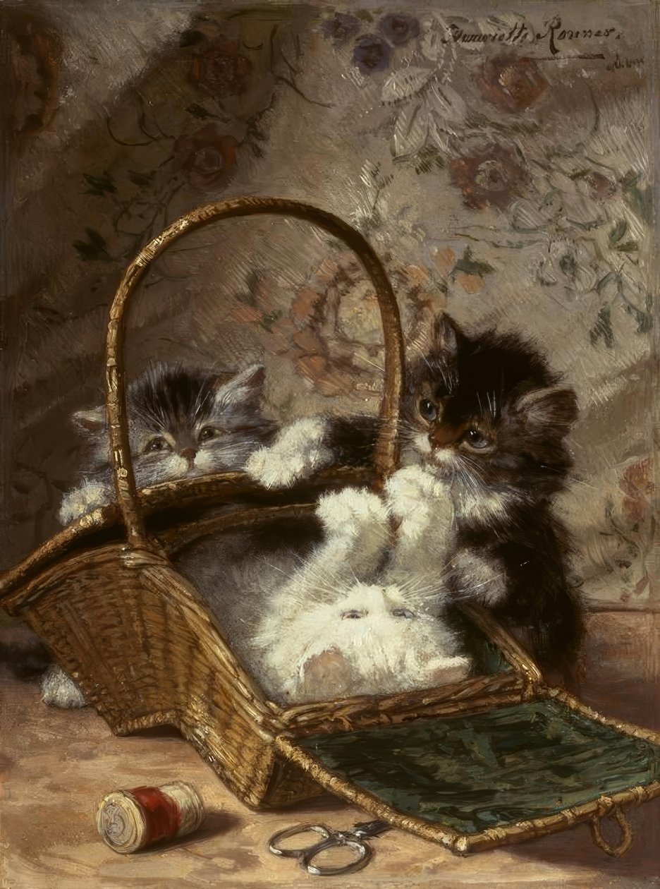 Unge katter med en sykurv av Henriëtte Ronner Knip