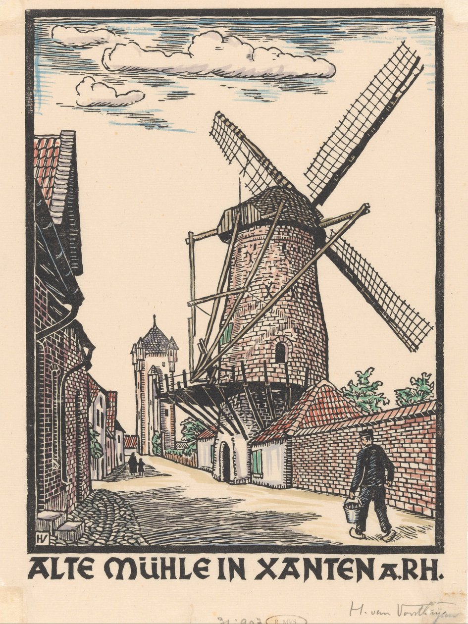 Vindmølle i Xanten av Henriëtte van Hove (signed by artist)