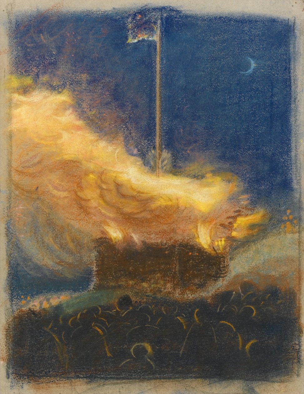 Bål for å feire kroningen av George VI, 1936 (pastell på brunpapir) av Henry A. Payne