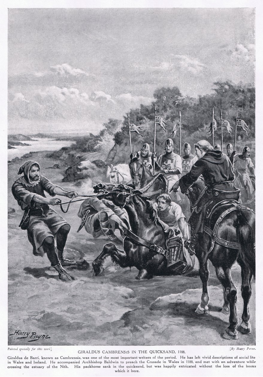 Giraldus Cambrensis i kvikksand AD1188, 1920-tallet av Henry A. Payne