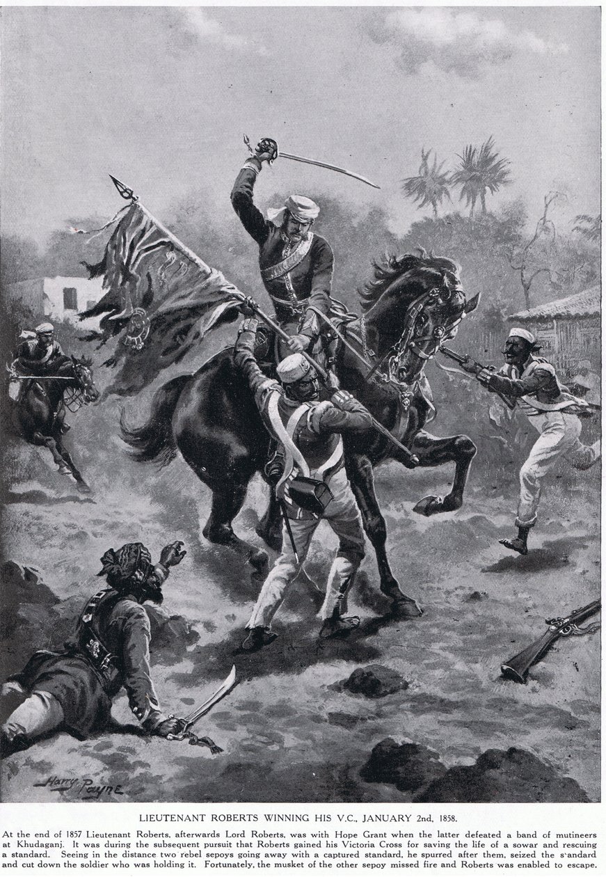 Lt Roberts vant sin VC januar 1858 av Henry A. Payne