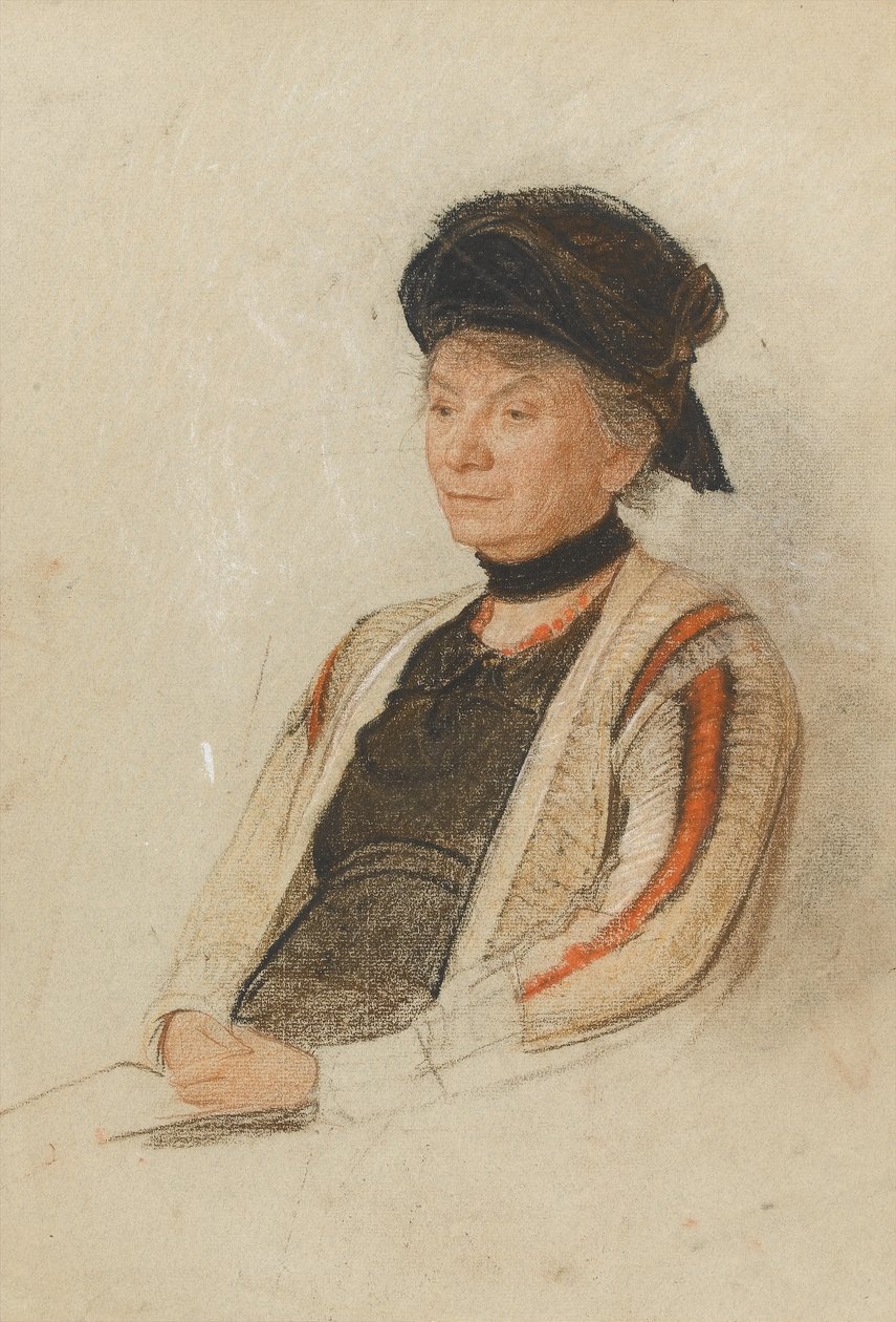 Portrett av frøken De Rosier (farget kritt på gulfarget papir) av Henry A. Payne