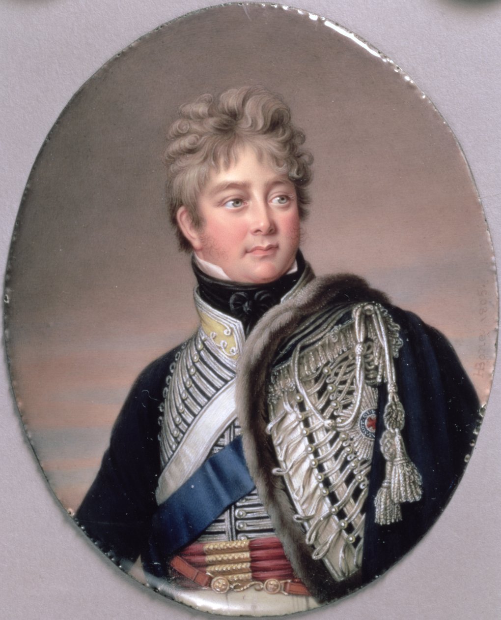 Portrettminiatyr av George IV (1762-1830) 1805 (wc på emalje på kobber) av Henry Pierce Bone