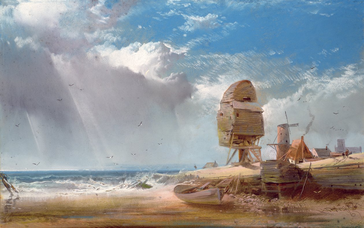 En ødelagt mølle nær Yarmouth av Henry Bright