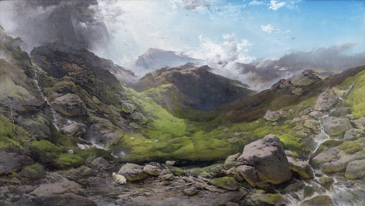 Skyer som passerer over Ben More, 1870 (pastell) av Henry Bright