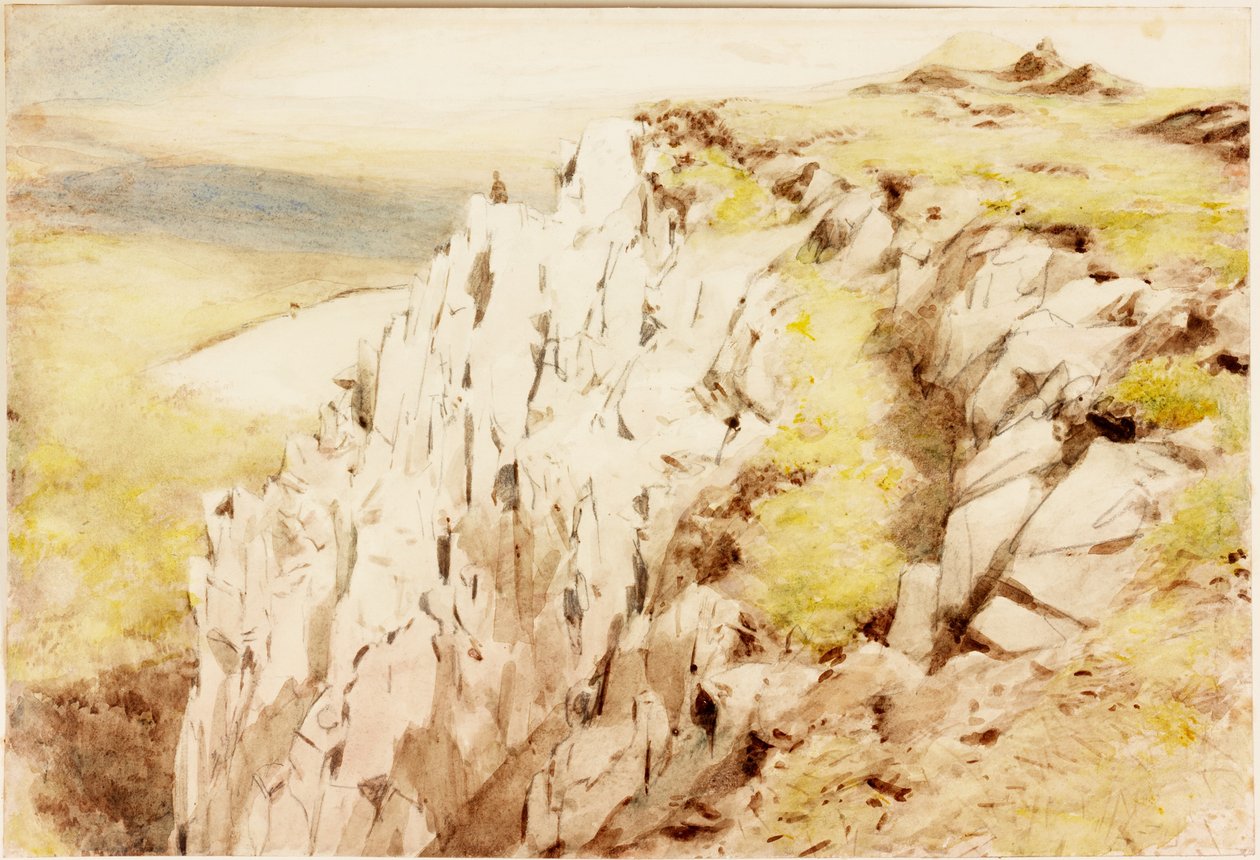 Crag Lough (blyant og akvarell på papir (limt på kort)) av Henry Burdon Richardson