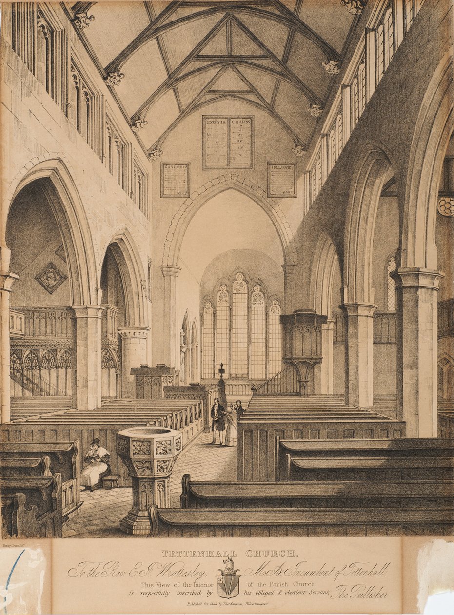 Tettenhall kirke, 1844 av Henry Burn