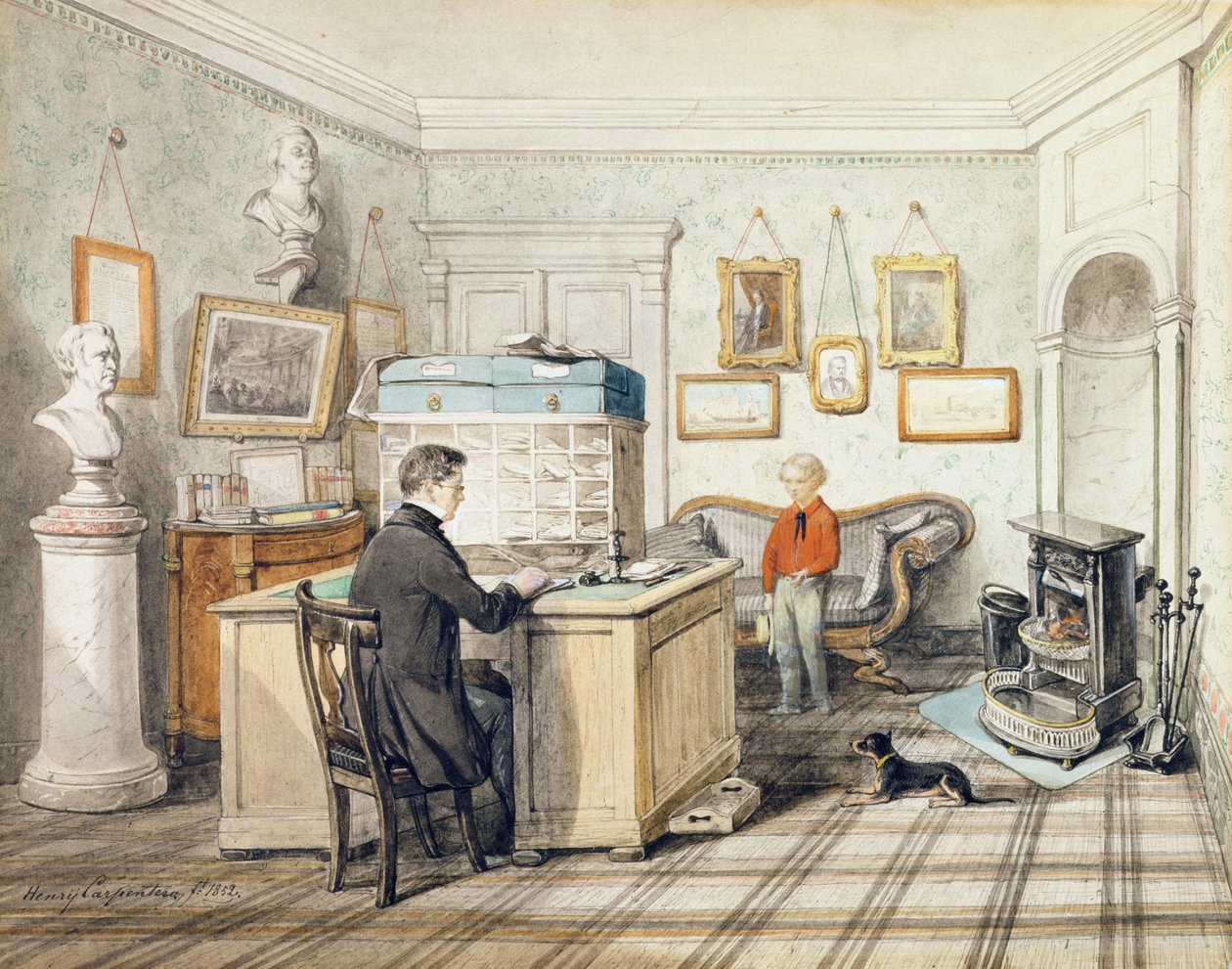 Interiør av et arbeidskontor, 1852 av Henry Carpenter