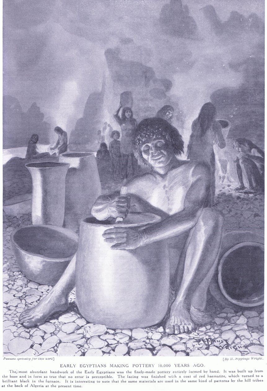 Tidlig egyptisk produksjon av keramikk for 10 000 år siden, ca. 1920 av Henry Charles Seppings Wright