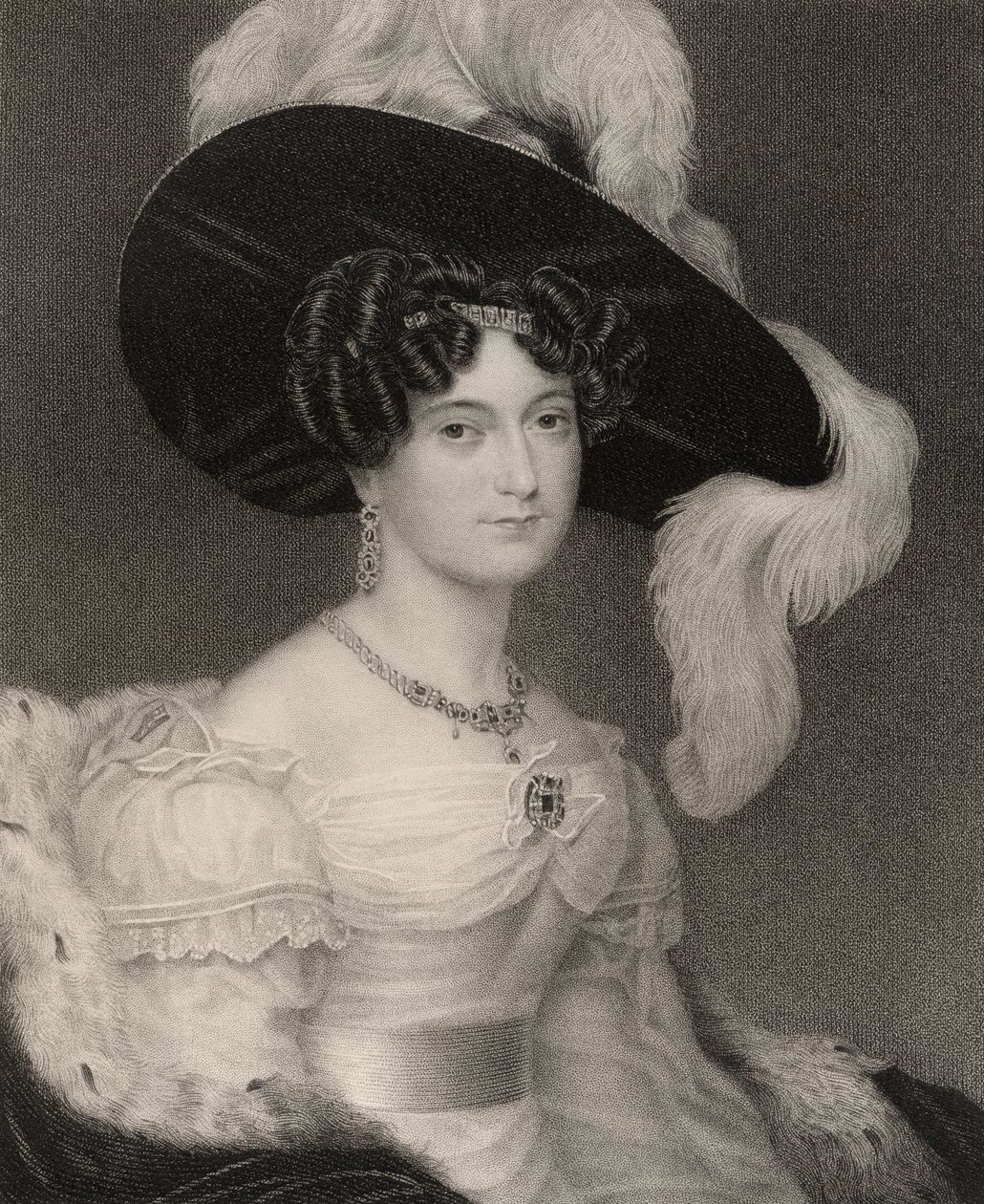 Victoria Maria Louis, hertuginne av Kent og Strathearn, gravert av John Cochran (fl.1821-65), fra 'National Portrait Gallery, bind IV', utgitt ca. 1835 av Henry Collen