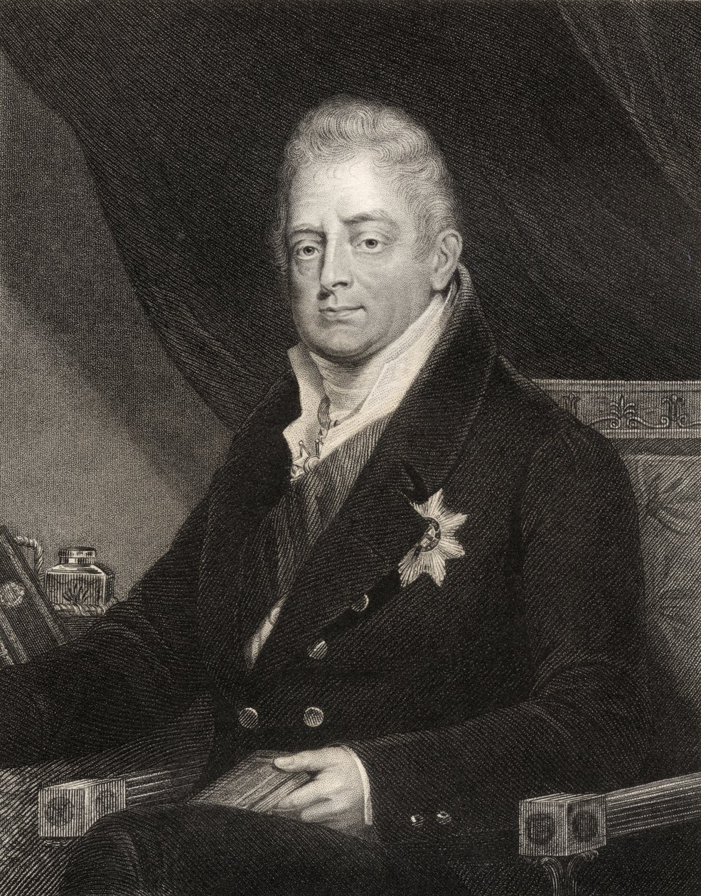 Kong William IV, gravert av J. Cochran, fra 'National Portrait Gallery, bind III' utgitt ca. 1835 av Henry Dawe