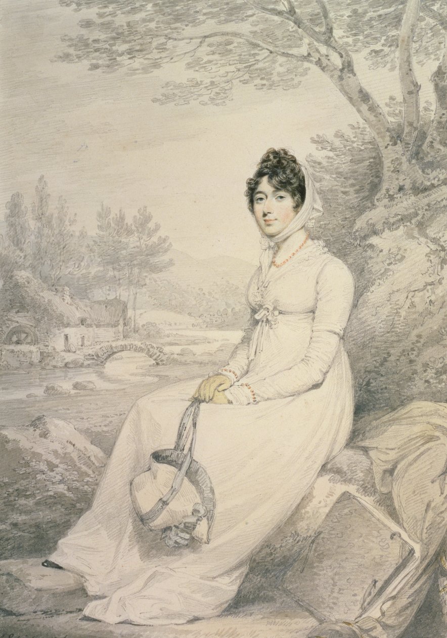 Portrait of a Lady, 1806 (blyant og vask med fargekritt på papir) av Henry Edridge