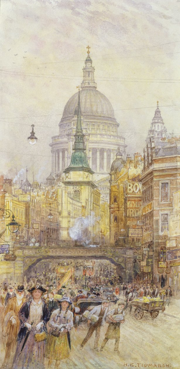 Utsikt over Fleet Street, ca. 1920 av Henry Edward Tidmarsh