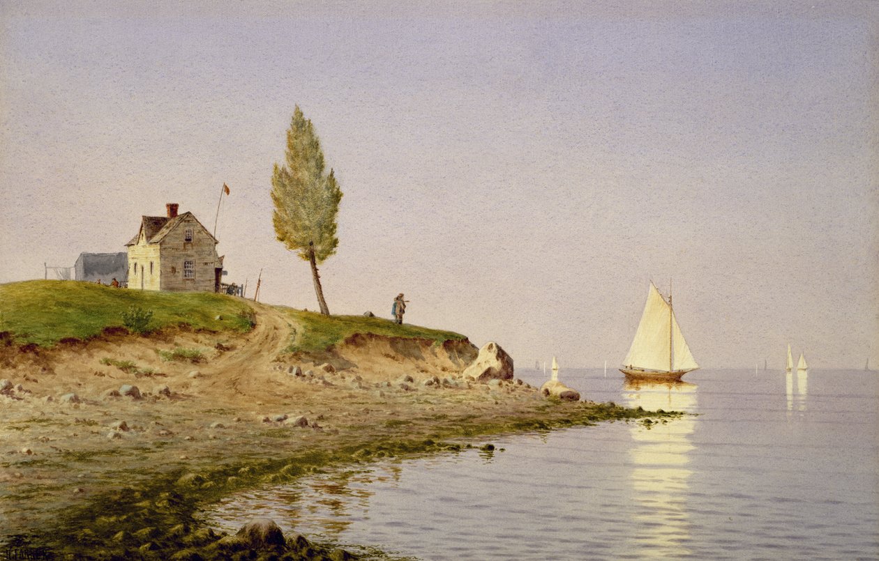 A Calm Afternoon, Long Island, 1876 (akvarell på papir) av Henry Farrer