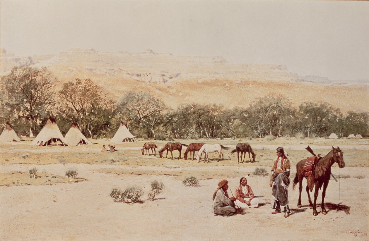 Indian Encampment, Denver, Colorado av Henry Francois Farny