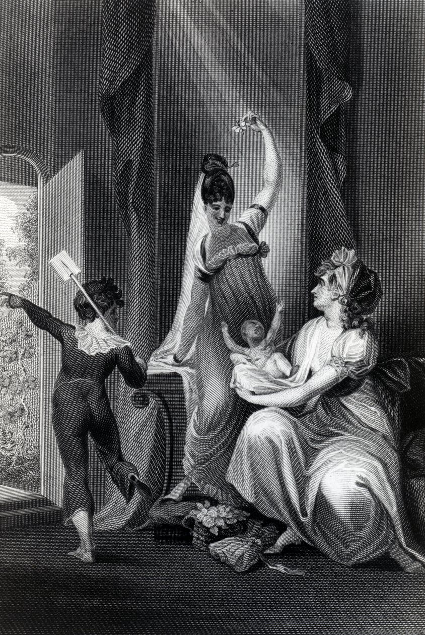 En mor med sin familie på landet, gravert av Richard Rhodes, 1807 av Johann Heinrich Füssli