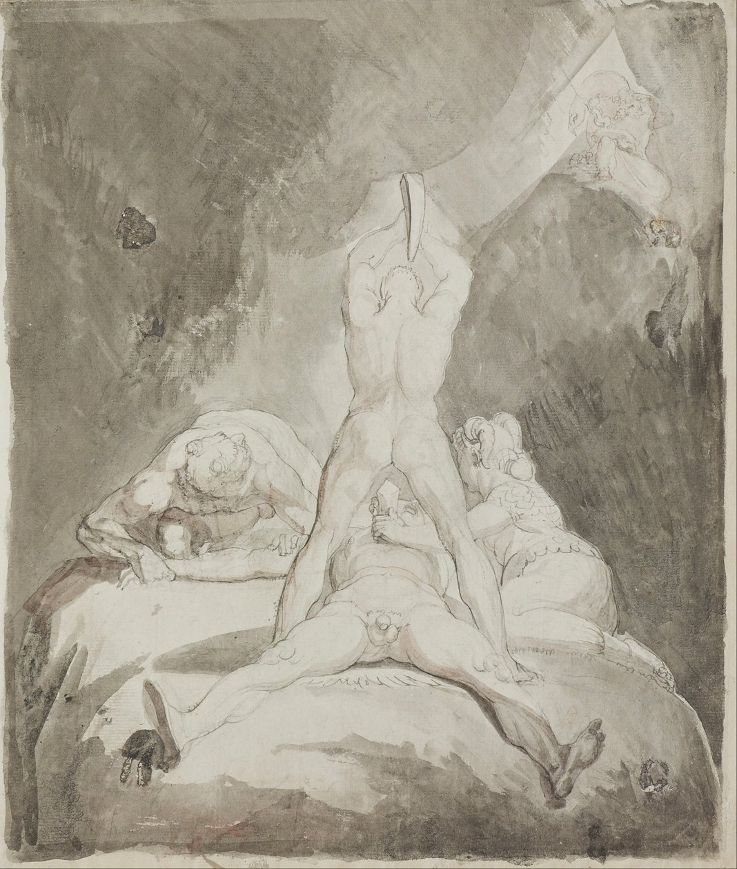 Hephaestus, Bia og Crato sikret Prometheus på Kaukasus -fjellet av Johann Heinrich Füssli