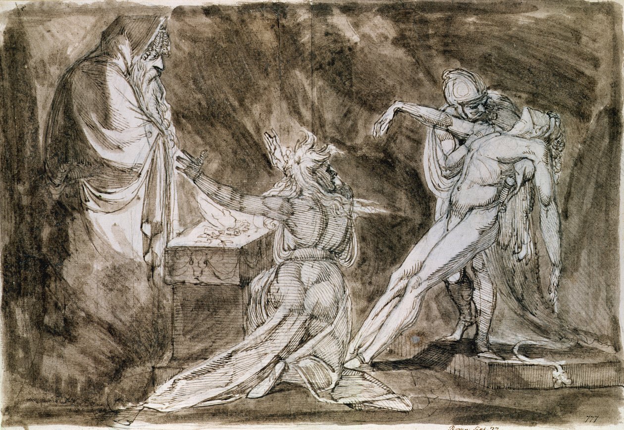 Studie for Saul og heksen fra Endor av Johann Heinrich Füssli
