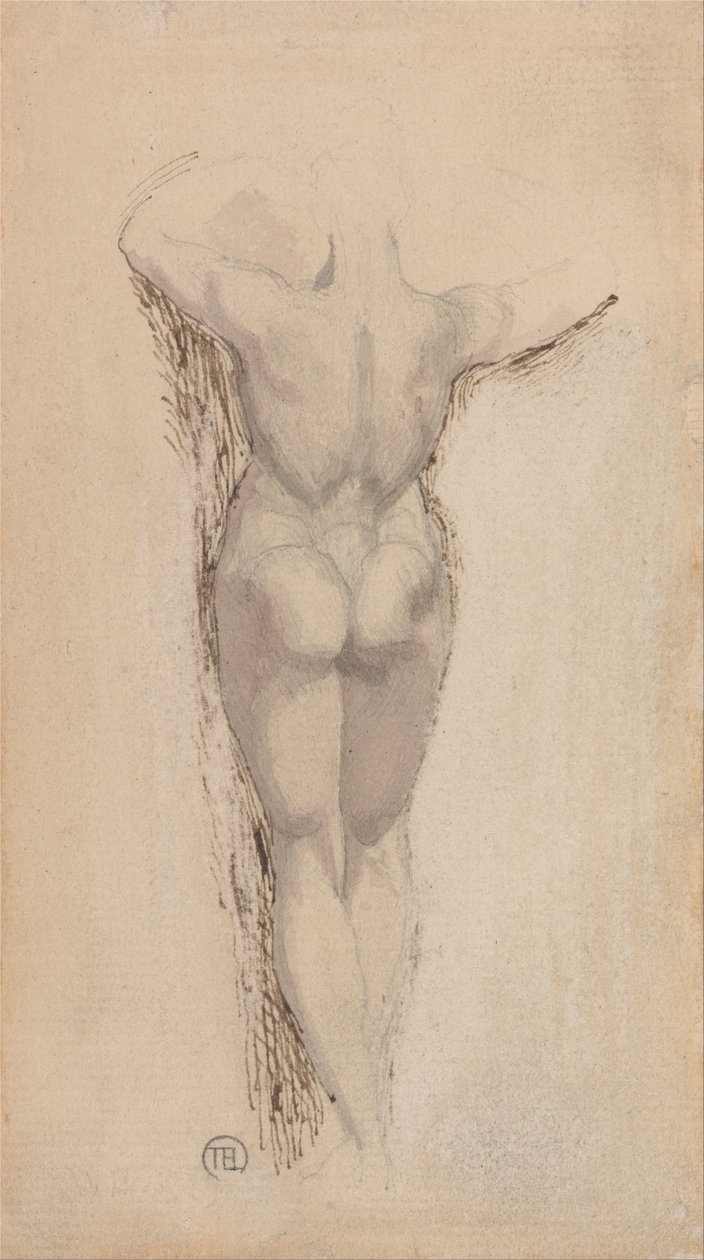 Studie av en rygg av en kvinnelig naken, stående av Johann Heinrich Füssli